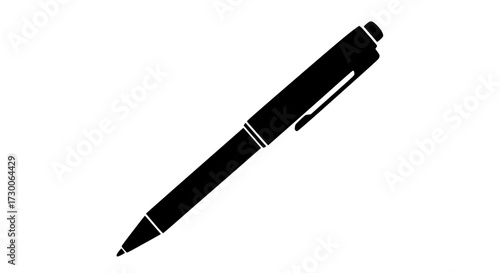 Illustration of a black pen, a common writing tool used for creating documents, signing papers, and taking notes in various settings and professions
