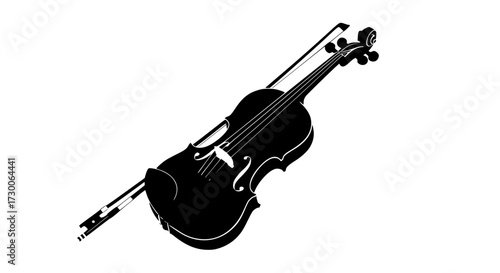 Illustration of a black violin, a stringed instrument known for its elegant design and rich sound, commonly used in classical music and orchestras