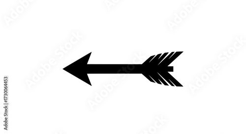 Vector art of a black arrow pointing to the left, , suggests direction, navigation, and a return to a previous point or choice, symbolizing guidance and choice
