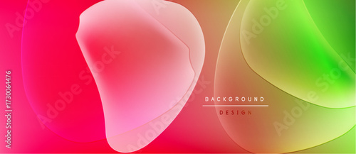 Abstract fluid shapes blend vibrant colors. Red transitions to green via orange, creating dynamic visual effect. Modern design element.