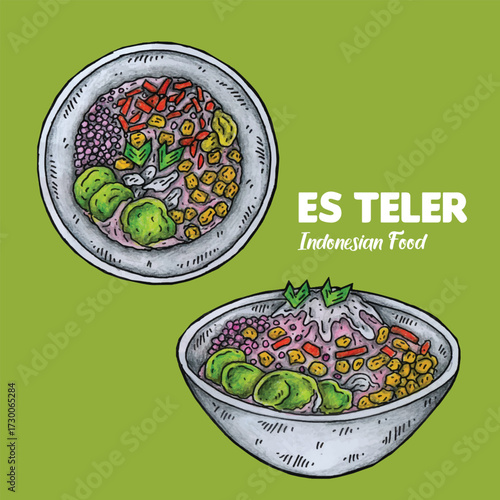 Adobe Illustrator Artwork Hand drawn illustration design of Indonesian Es Teler Dessert