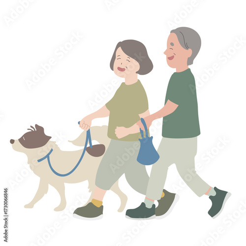 犬の散歩 夫婦