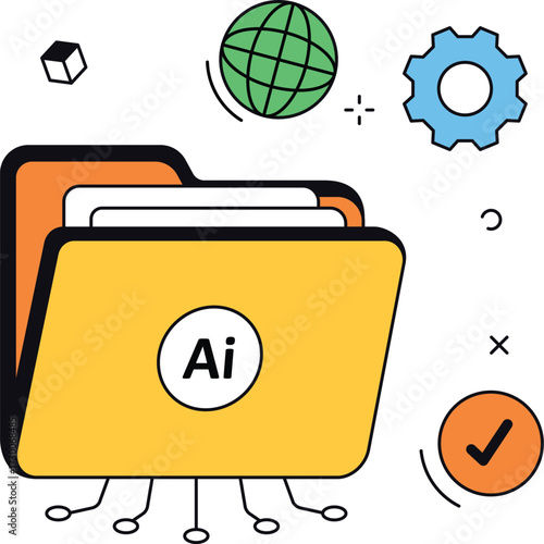AI Dataset Folder Illustration