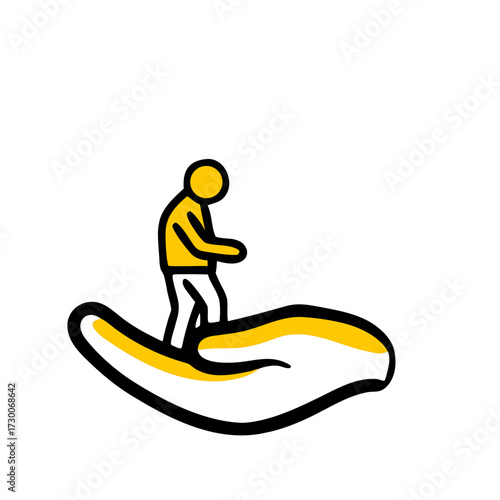 Iconic image of a person standing on an outstretched hand, symbolizing support, care, elderly assistance, or mentorship. Ideal for blogs on social care, charity, or community support.

