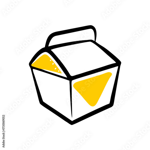 This simple doodle-style icon of a Chinese food take-out box is perfect for websites and blogs about food delivery, restaurants, cuisine, packaging, and take-away services.

