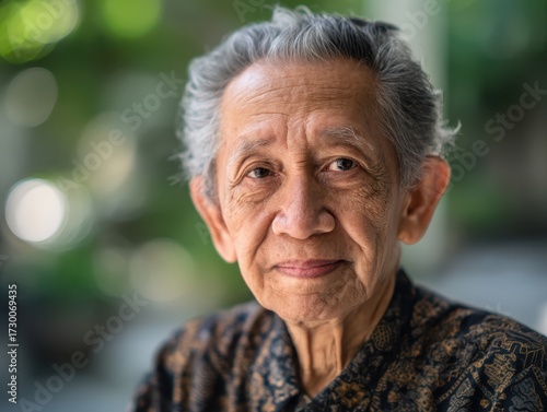 Elderly person with short g...