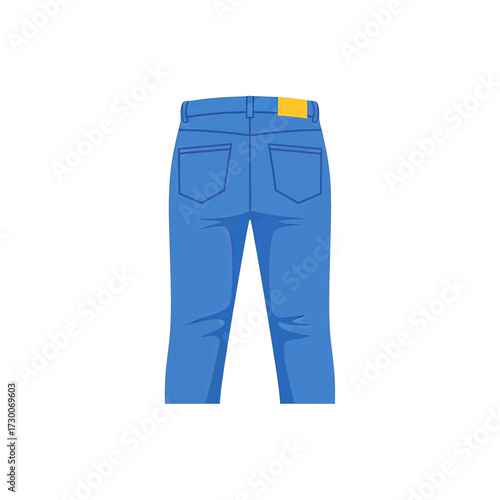 A simple vector illustration of the back view of a pair of blue denim jeans isolated on a white background.