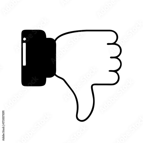 Vector art of black and white illustration of a thumbs down symbol