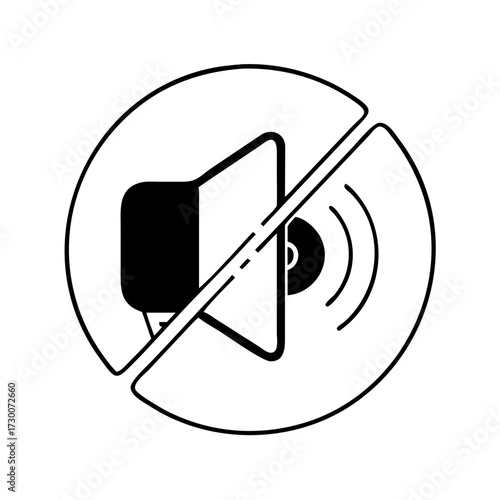 Vector art of no sound icon symbol of silent mode, audio off, volume disabled, or no notification for presentations