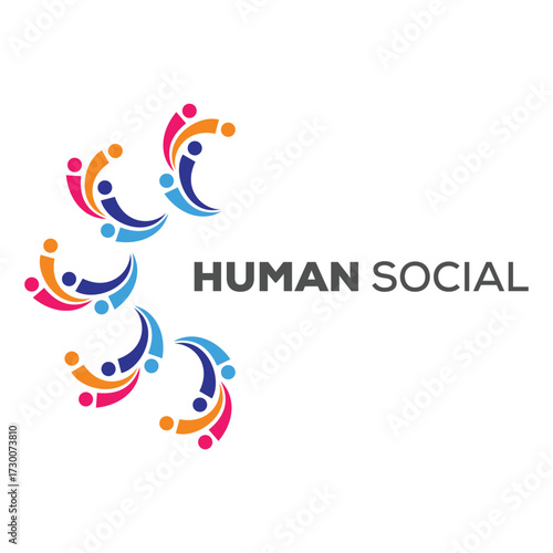Logo design concept related to team work  human social  unity  together  connection  and relation