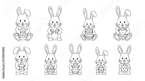 Charming hand-drawn easter bunny illustrations for festive spring decorations and greetings vector