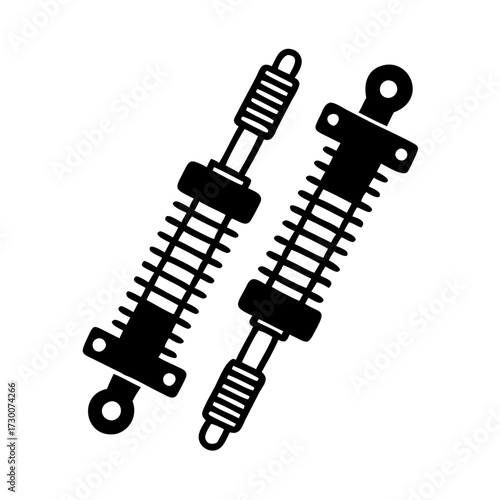 Vector art of black silhouette of two car shock absorbers