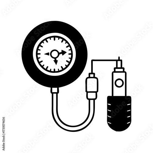 Vector art of tire pressure gauge and inflator