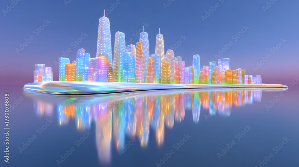 Fototapeta premium Digital Metropolis on a Mobile Platform