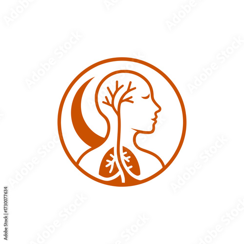 Symbol of human anatomy and growth, with a tree integrated into the head and chest.