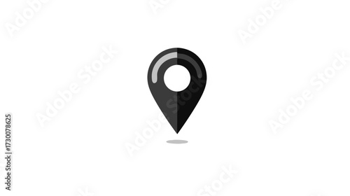Flat Design Black Location Pin Icon. Modern Map Marker Symbol for Navigation, GPS, and Destination Finding on White Background.