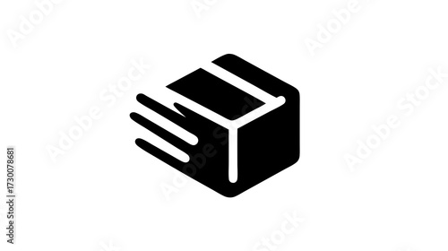 Express delivery box icon. Fast shipping package symbol for quick logistic service, e-commerce, and rapid parcel transport vector illustration.