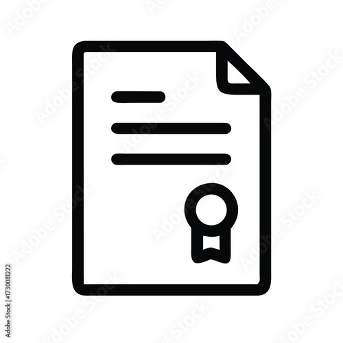 Simple outline icon of a deed or title document with seal for legal and official representation