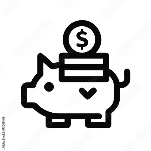 Piggy bank savings financial icon for down payment or investment concepts