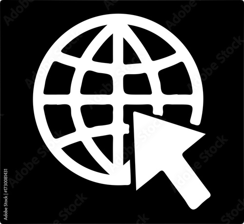 Global Internet Connection Icon – Globe with Cursor Symbol