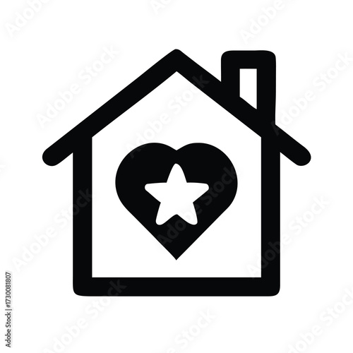 Loving home icon featuring a heart and star symbol a symbol of home sweet home and favorite property