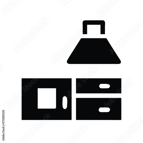Modern kitchen icon representing appliances and storage clean silhouette for home design projects