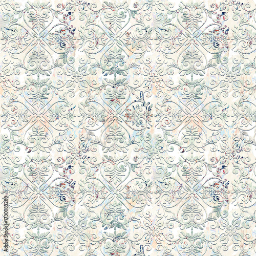 colorful damask seamless backgrounds for digital textile prints.