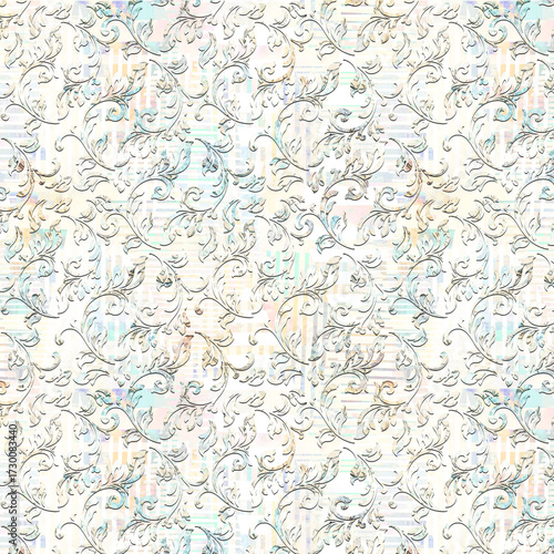 colorful damask seamless backgrounds for digital textile prints.