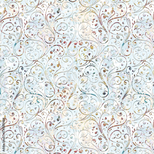 colorful damask seamless backgrounds for digital textile prints.