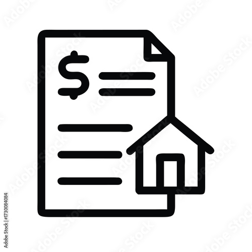 Mortgage document loan application with dollar sign and house icon for real estate finance