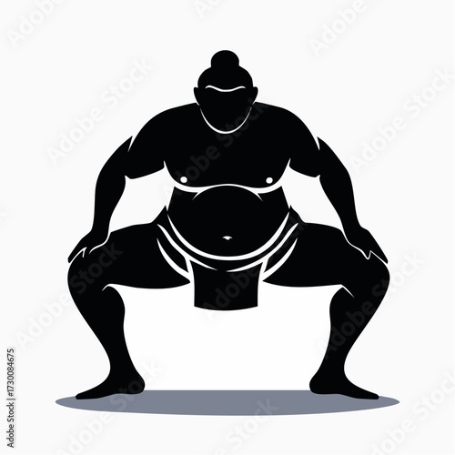 Bold Silhouette of a Sumo Wrestler in Traditional Stance