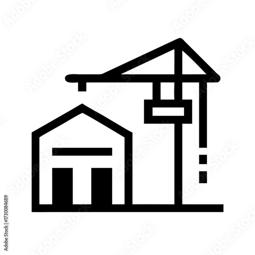 New house construction site development with crane overhead symbolic representation of building progress