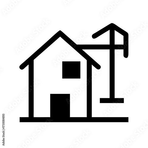 New home construction development icon symbolizing house building process and residential real estate growth