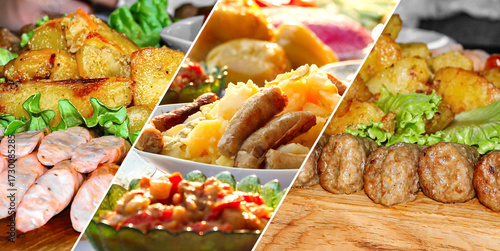Collage of potato and sausage