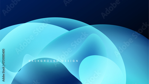 Abstract blue waves flow across dark background. Smooth shapes create dynamic, modern visual effect. Minimalist design.