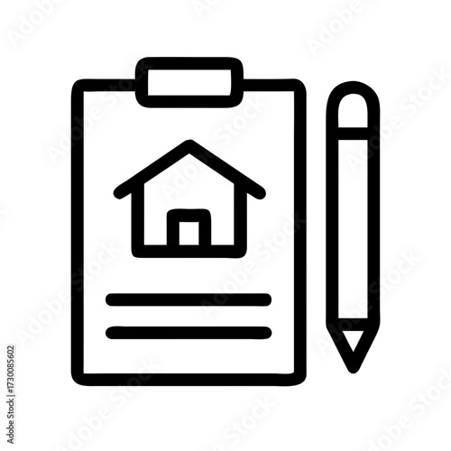 Clipboard with house drawing and pencil for real estate appraisal and property assessment