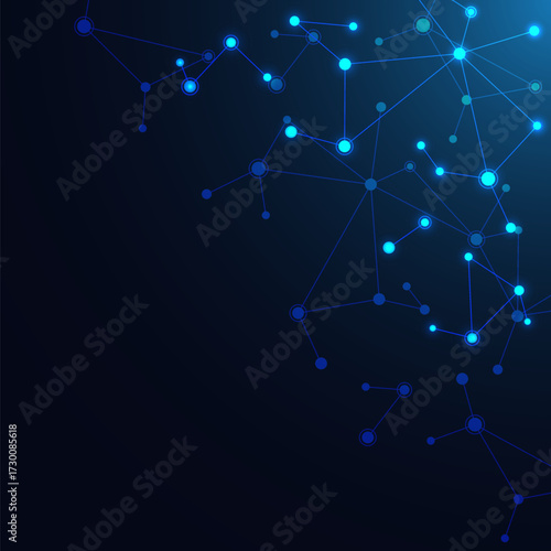 Abstract molecular structure with connected glowing nodes on dark background