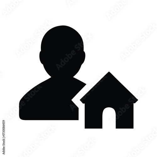 Silhouette of real estate agent or realtor icon symbolizing home ownership and property services