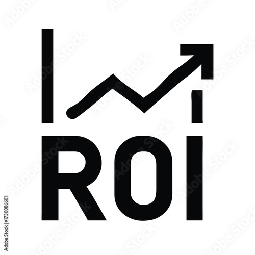 Return on investment roi graph upward trend business growth financial success investment performance icon