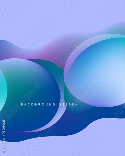 Abstract fluid shapes blend, creating vibrant purple, blue gradients. Soft curves suggest movement, modern design aesthetic.