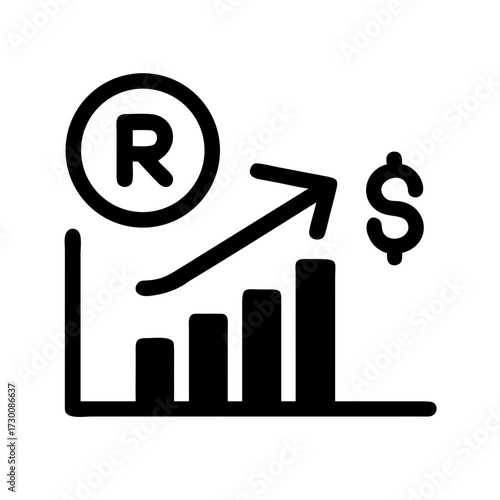 Return on investment graph icon illustrating financial growth and profitability