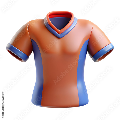 3d rendered orange and blue football soccer jersey icon sportswear apparel clothing item