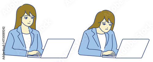 pcを操作する女性  ai