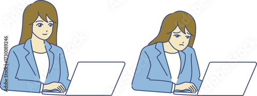 pcを操作する女性  eps