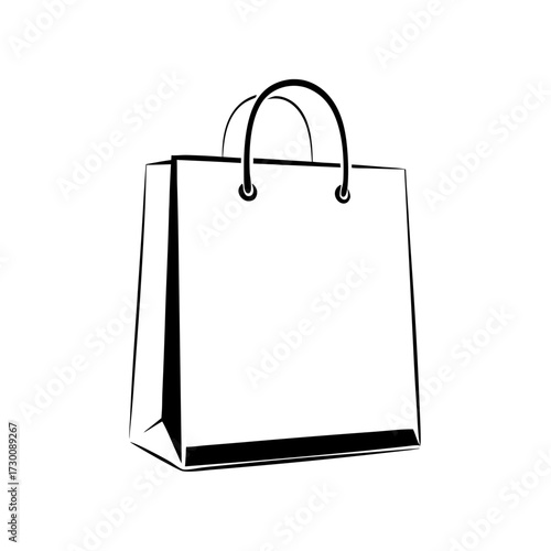 Simple sketch of a retail bag with black handles