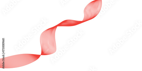 Abstract red wave background.red ribbon on white background