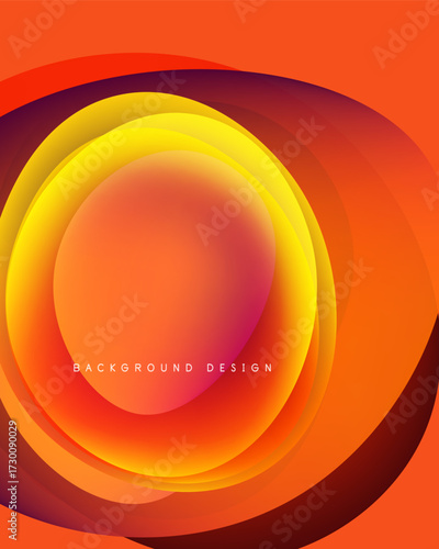 Abstract orange layers create circular design. Warm tones dominate composition, evoking energy, depth. Simple text reads background design.