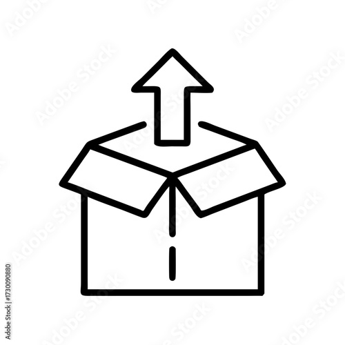 Open box with upward arrow symbolizing shipping and delivery concept  