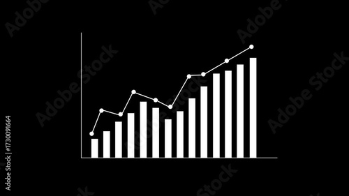 business  graph and bar chart on black background data statistics