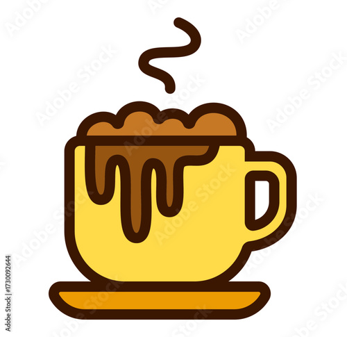 Hot chocolate in a cup icon vector illustration. Perfect for Christmas drinks, cozy winter graphics, festive party icons, and seasonal designs.